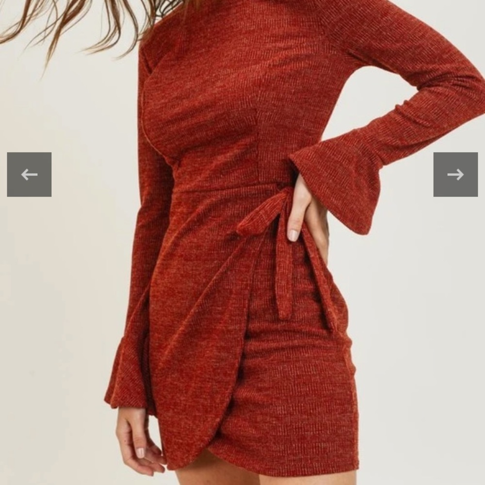 NEW Wrap Sweater Dress Rust